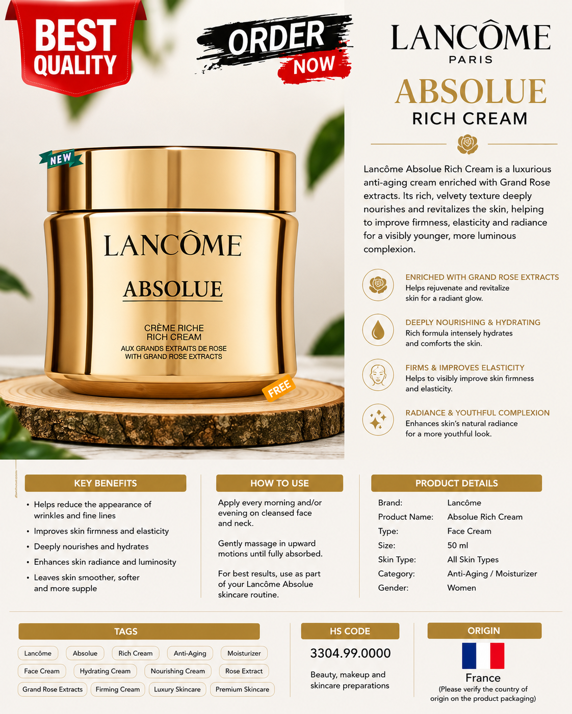 Share Lancome Absolue Revitalizing Brightening rich Cream 2 oz/60ml High Quality