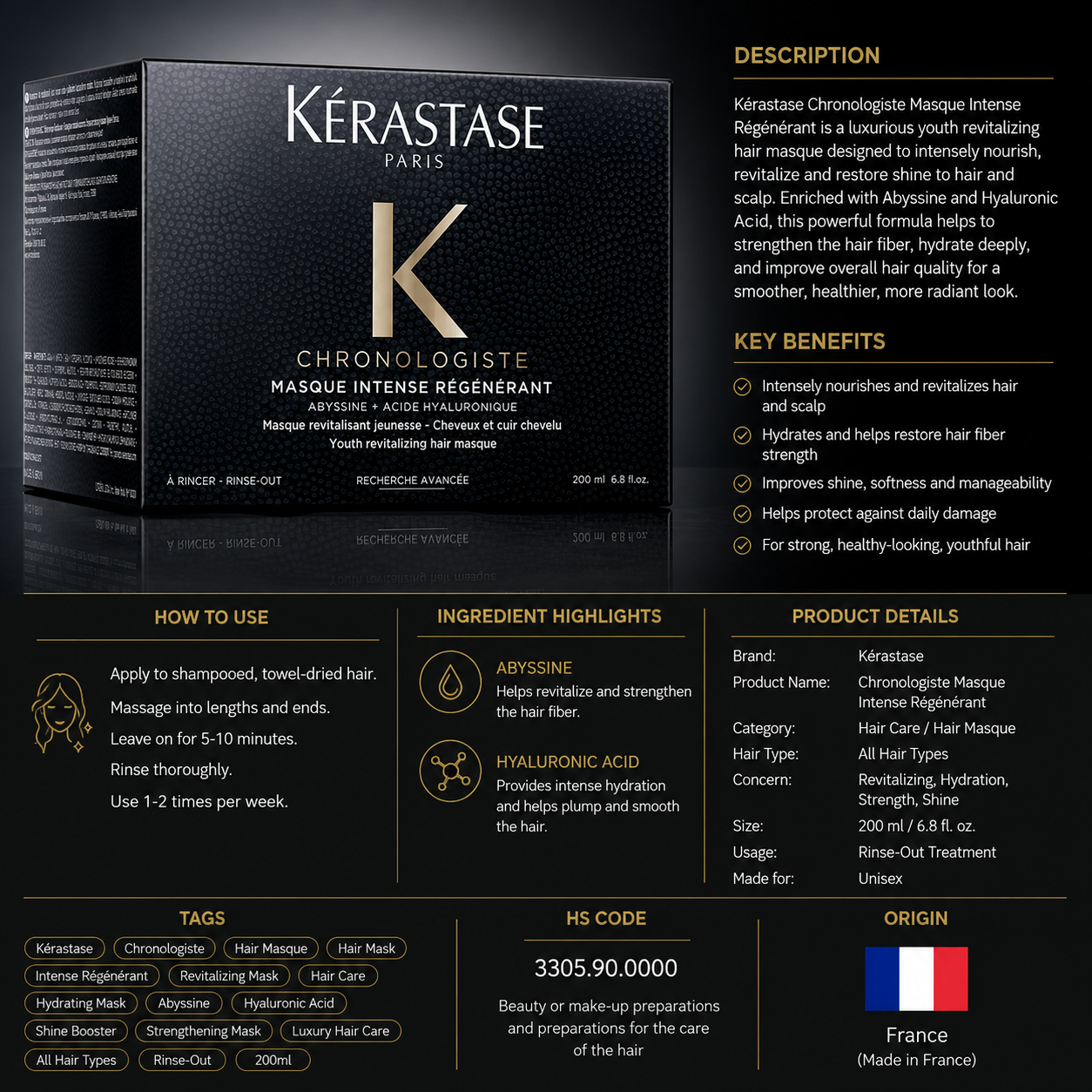 Kerastase Chronologiste Masque Intense Regenerant 6.8oz/200ml